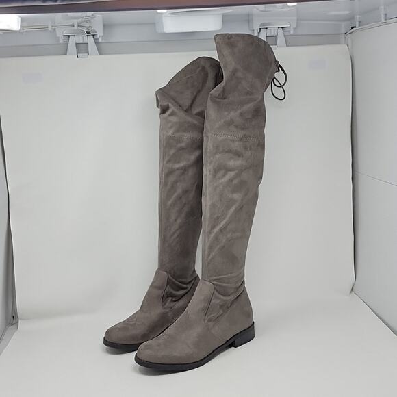 Unisa Unicareana Over The Knee Faux Suede Grey Boots Size 7.5 - Picture 1 of 7